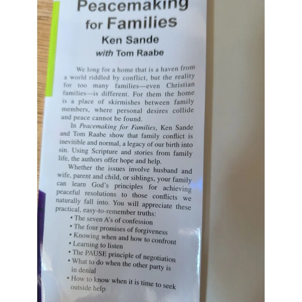 Peacemaking for Families : A Biblical Guide to Managing Conflict in Your Home by